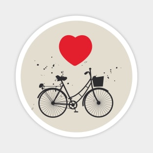 Bicycle silhouette and red heart Magnet